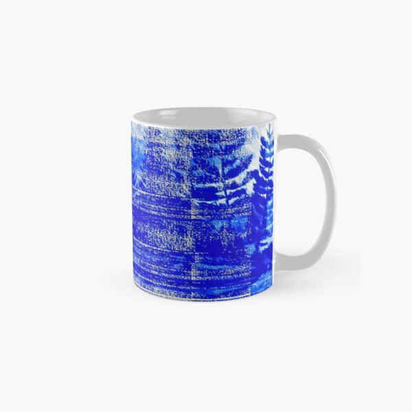 Snow covered trees blue Classic Mug