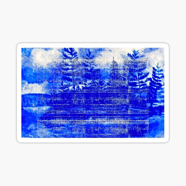Snow covered trees blue Sticker