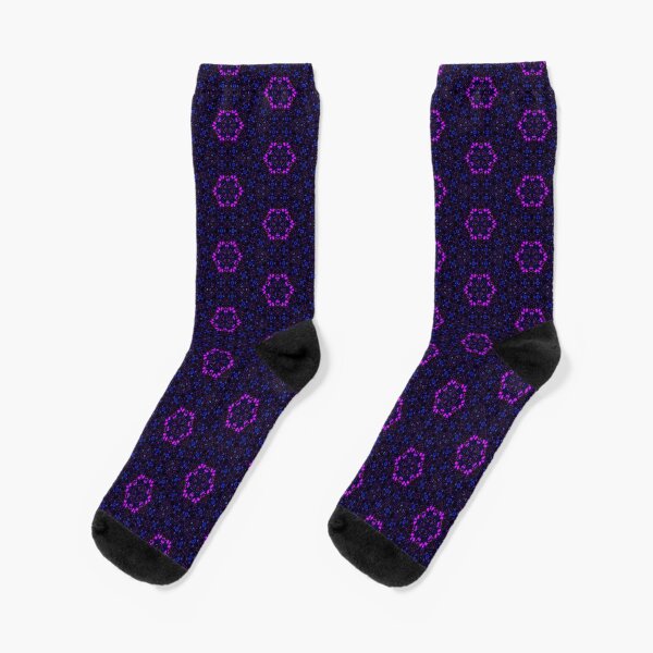 Pink And Blue Art Flowers Pattern #3 Men-Women Adult Ankle Socks