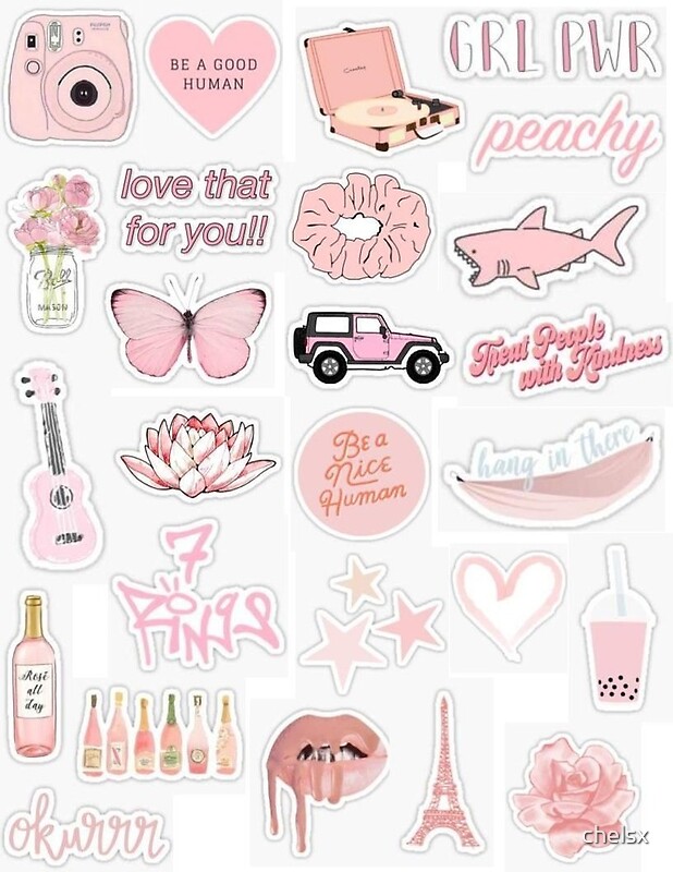 “PINK themed 26 sticker pack” by chelsx | Redbubble