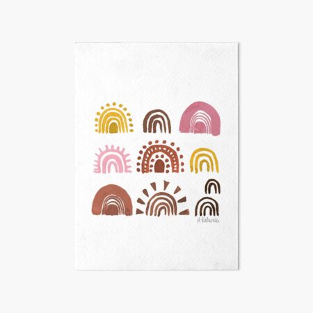 Rust Rainbows - Earthy toned, boho watercolour rainbows Art Board Print