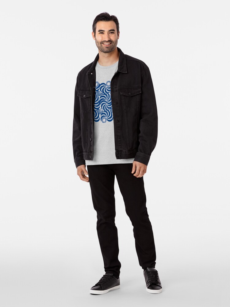 Alternate view of new fashion style line pattern blue sea abstract, curve, line, black, pattern, curves, nature, shape, simple, Premium T-Shirt