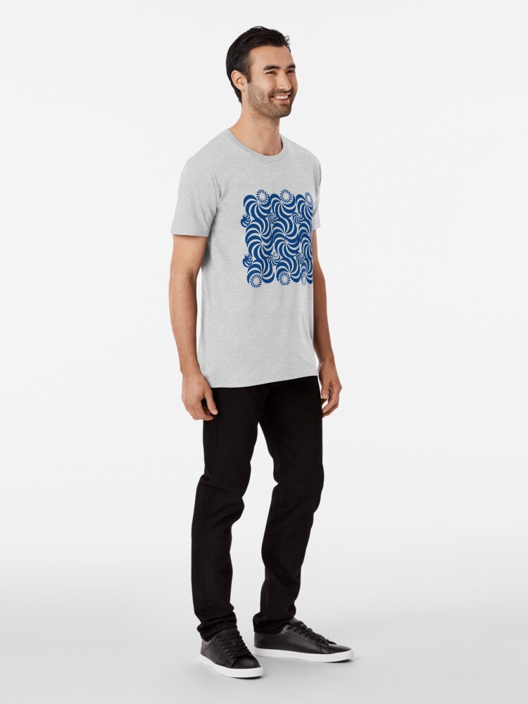 Alternate view of new fashion style line pattern blue sea abstract, curve, line, black, pattern, curves, nature, shape, simple, Premium T-Shirt