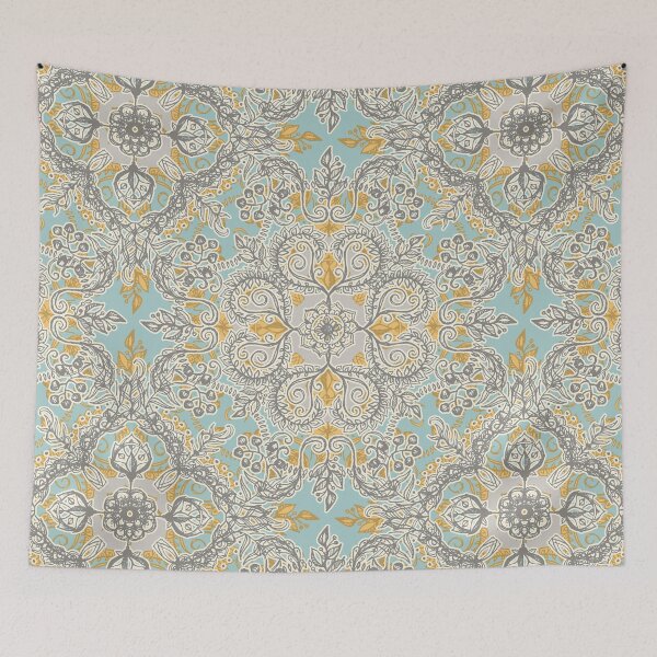 Item preview, Gypsy Floral in Soft Neutrals, Grey & Yellow on Sage designed and sold by micklyn.