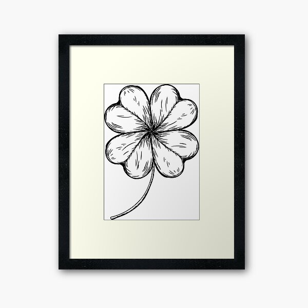 4 Leaf Clover Black and White Sketch Poster for Sale by GR3YWXLF