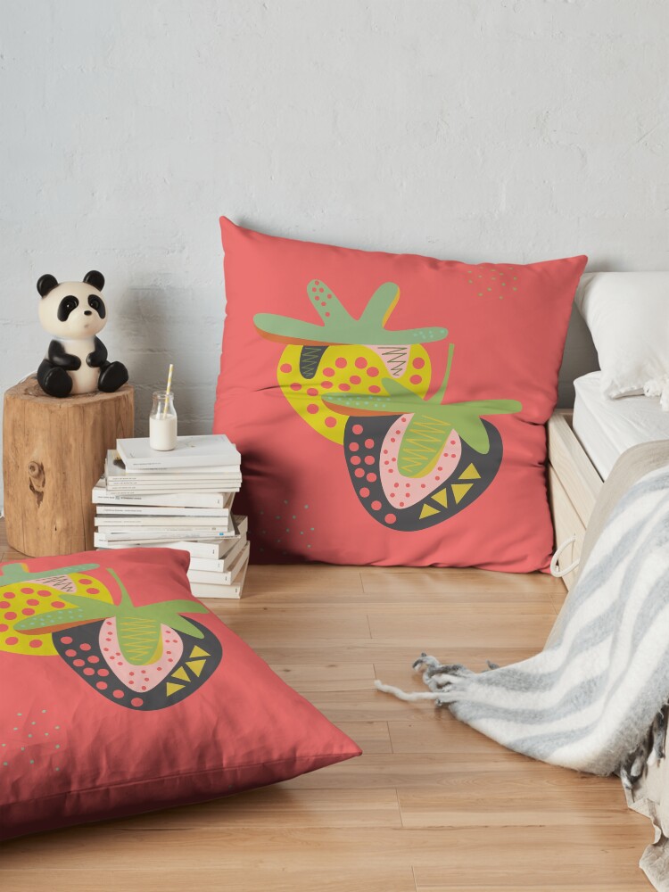 Alternate view of Strawberries Floor Pillow