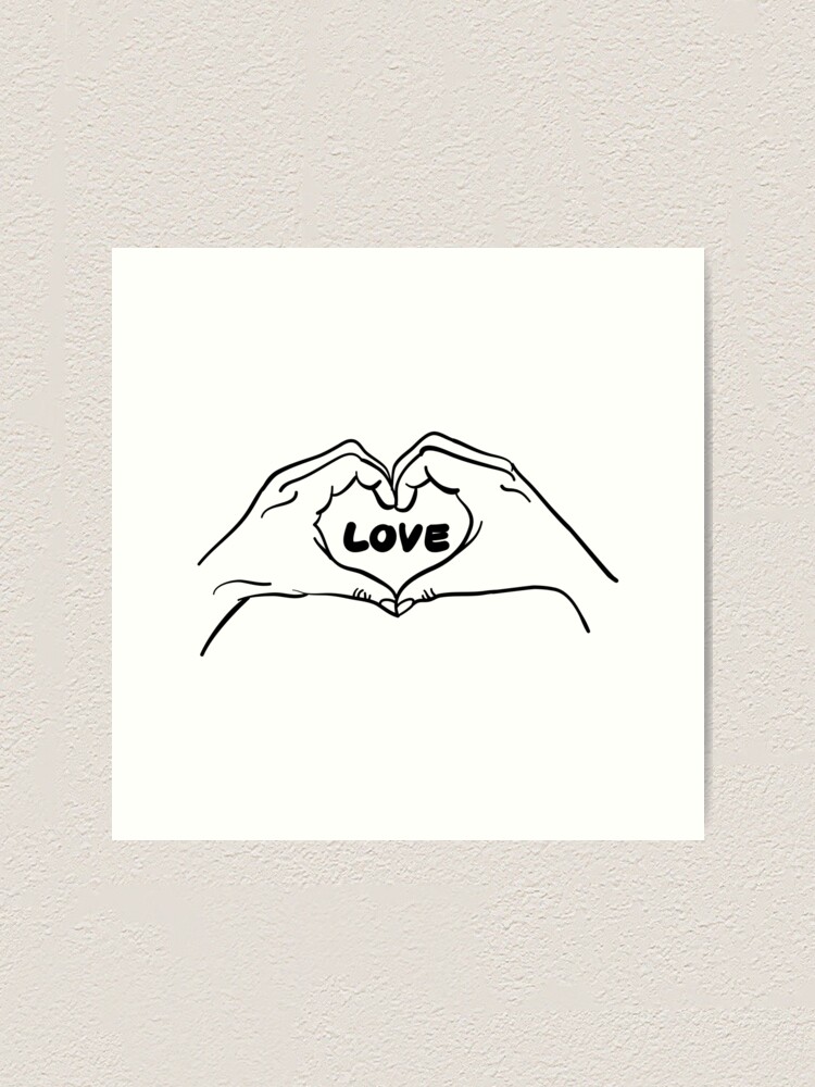 Hands Heart Shape Line Drawing Of Hands Showing Love Sign Art Print By Zsuskaa Redbubble