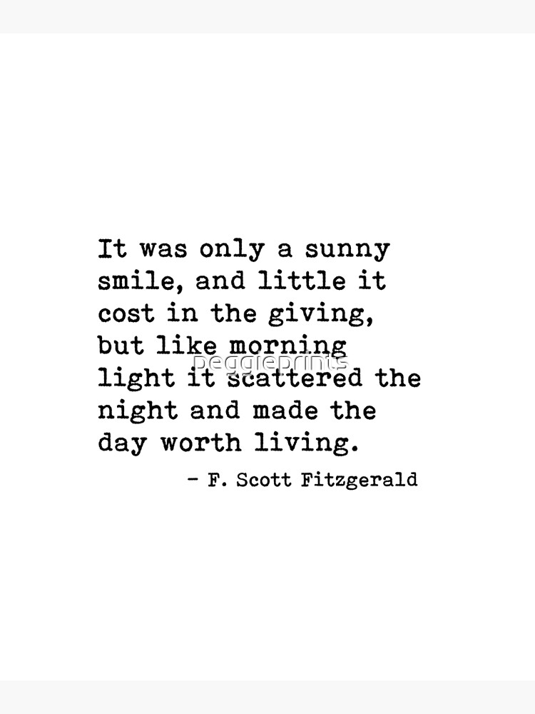 It was only a sunny smile - Fitzgerald quote by peggieprints