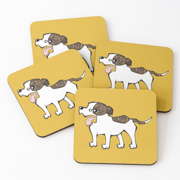 Item preview, Staffordshire Bull Terrier - Brindle and White (Full Body) YELLOW BG designed and sold by TheChicken.