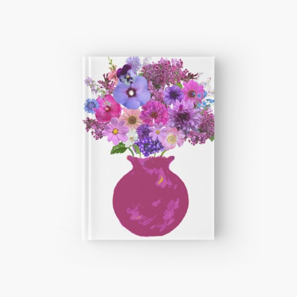 Magenta vase bouquet sticker Hardcover Journal