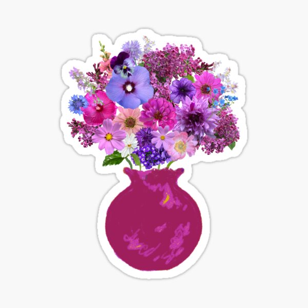Magenta vase bouquet sticker Sticker