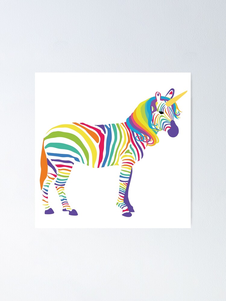 Rainbow Zebra Unicorn - Zebra - Posters and Art Prints