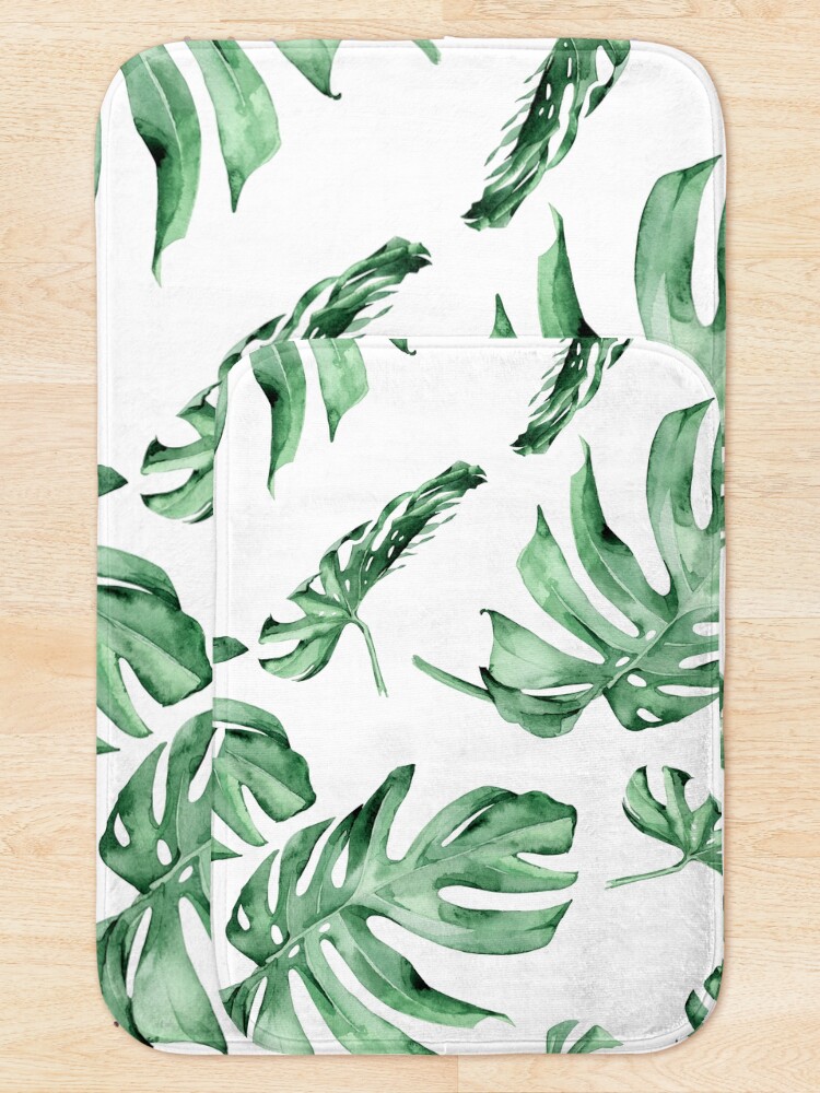 Alternate view of Monstera Pattern Green Bath Mat
