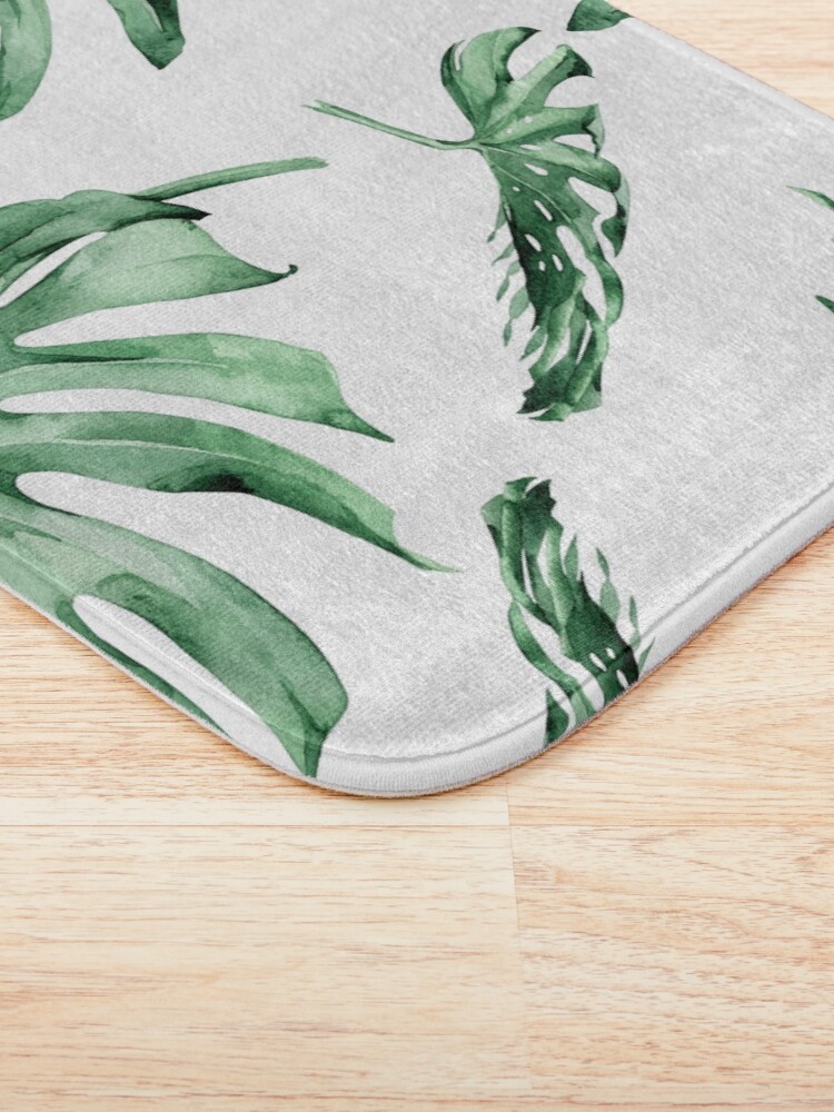 Alternate view of Monstera Pattern Green Bath Mat