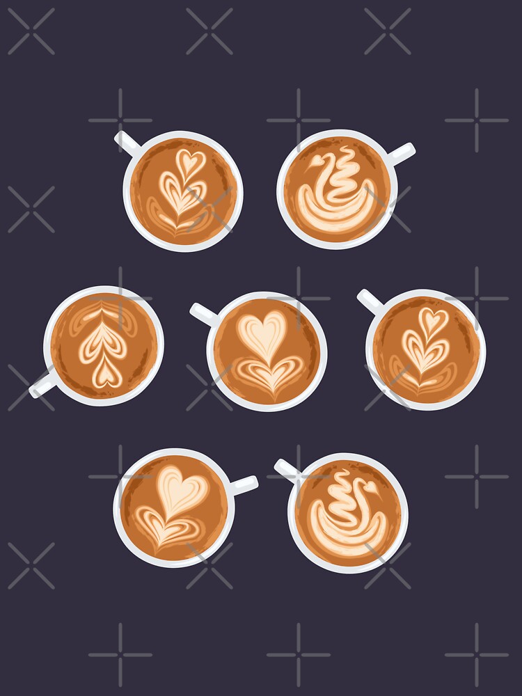 Coffee Art Cups on navy by nadyanadya