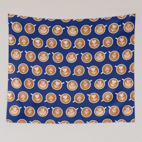 Item preview, Coffee Art Cups on navy designed and sold by nadyanadya.