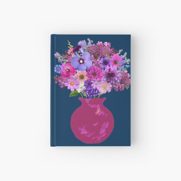 Magenta vase still life on marine blue by Tea with Xanthe Hardcover Journal