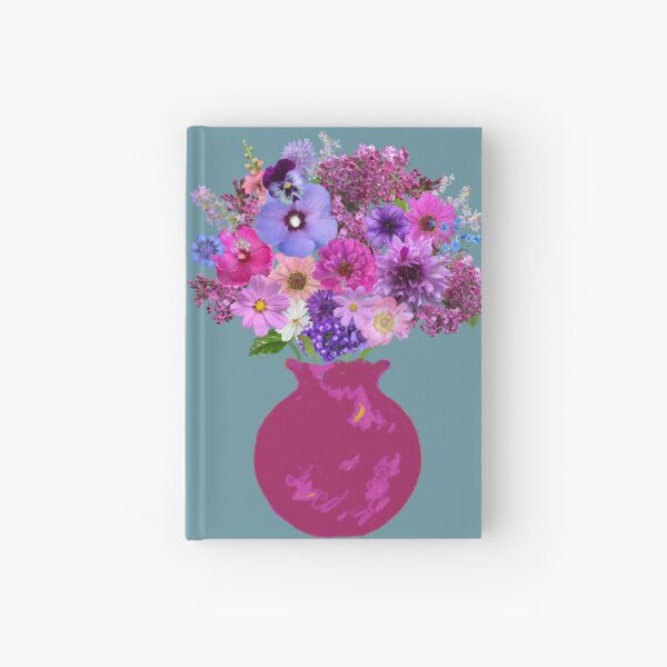 Magenta vase still life on seaglass blue by Tea with Xanthe Hardcover Journal