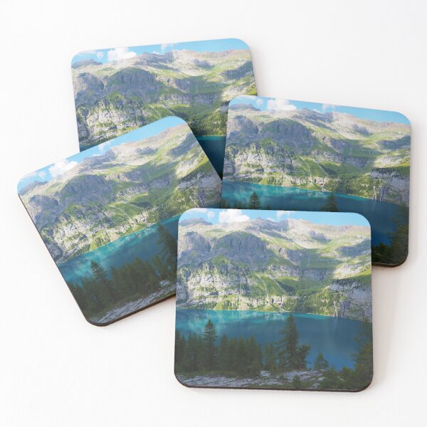 Item preview, Lake Oeschinen & Waterfall, Switzerland in the Bergsee Mountains Photograph designed and sold by Jéanpaul  Ferro.