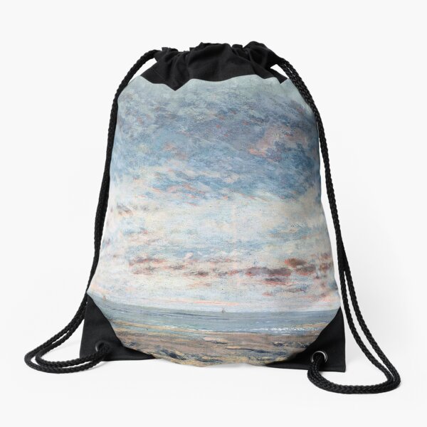 Low Tide at Trouville, Gustave Courbet Drawstring Bag