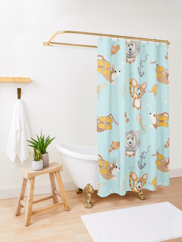 Alternate view of My Corgi World - Majesty Pembroke - Cute welsh cardigan corgis are diving Shower Curtain