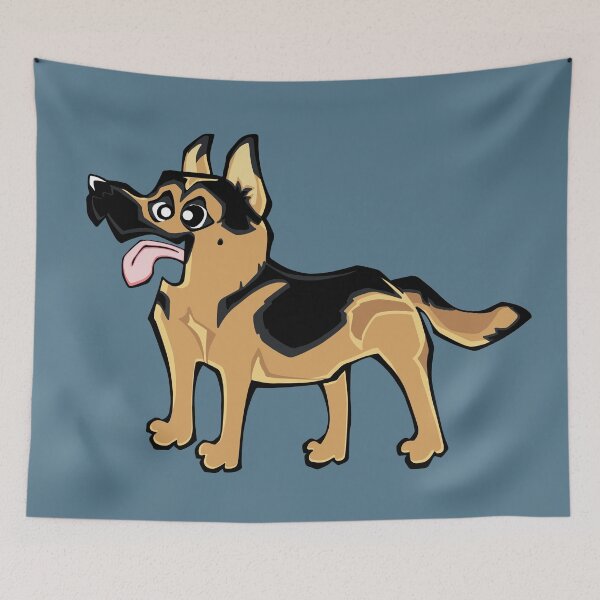 Item preview, German Shepherd - Short Hair - Black and Tan (Full Body) BLUE BG designed and sold by TheChicken.