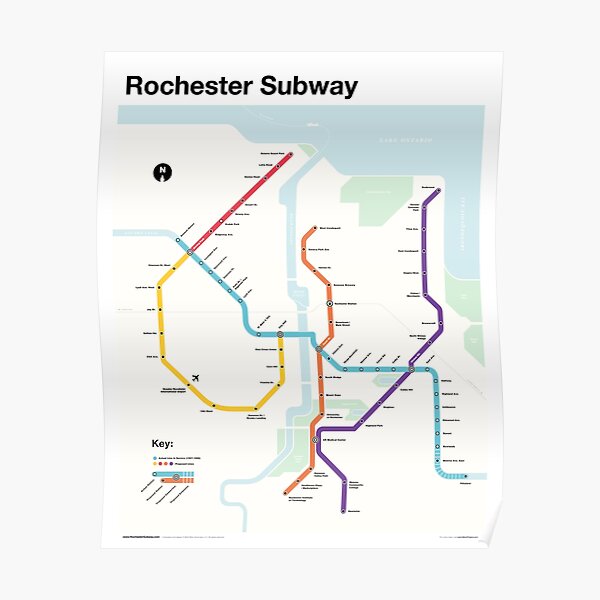 Rochester Ny Subway Map Rochester Subway (Fantasy Metro Map, Rochester, New York)" Poster By  Metroposters | Redbubble