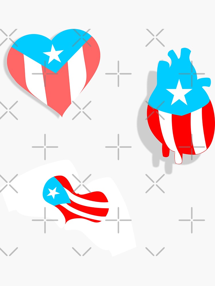 Puerto Rico Flag Heart' Sticker