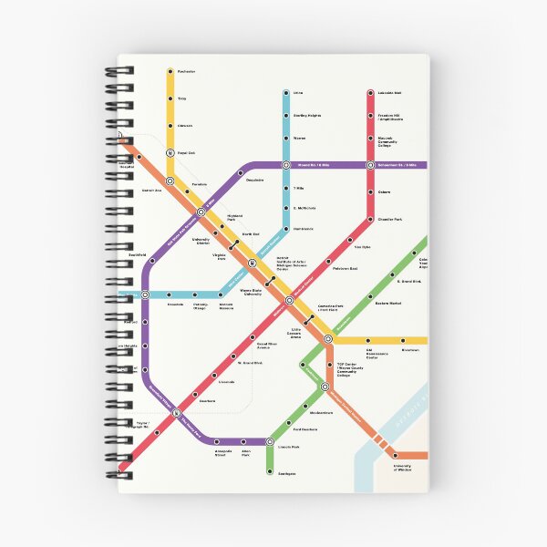 Item preview, Detroit Metro (Fantasy Subway Map, Detroit, Michigan) designed and sold by MetroPosters.