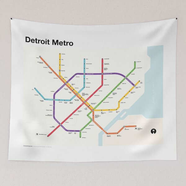 Item preview, Detroit Metro (Fantasy Subway Map, Detroit, Michigan) designed and sold by MetroPosters.