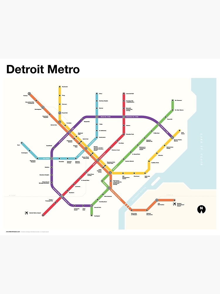 Detroit Metro (Fantasy Subway Map, Detroit, Michigan) by MetroPosters