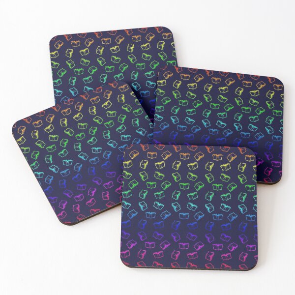 Item preview, Floating Books Rainbow on Navy designed and sold by ML-Design-Guy.