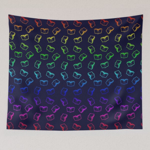 Item preview, Floating Books Rainbow on Navy designed and sold by ML-Design-Guy.