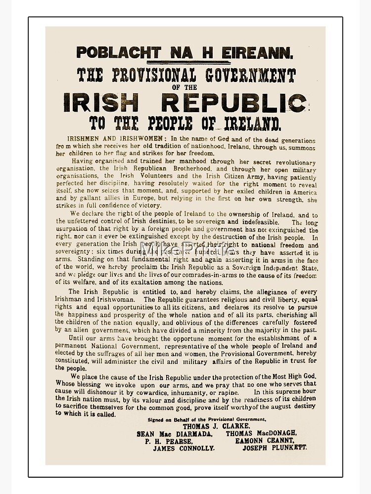 Irish Leaders and The Proclamation of the Irish Republic with Irish Flag A4 post 