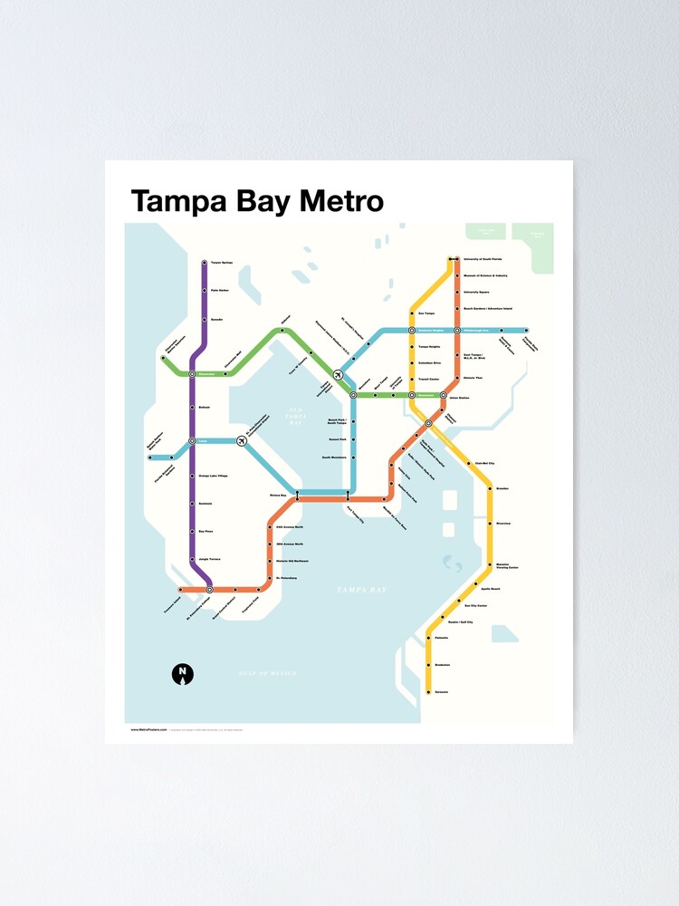 Alternate view of Tampa Bay Metro (Fantasy Subway Map, Tampa, Florida) Poster