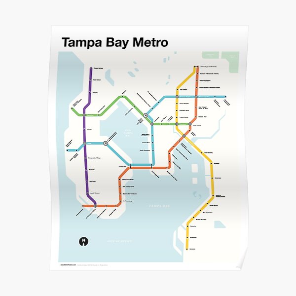 Tampa Bay Metro (Fantasy Subway Map, Tampa, Florida) Poster