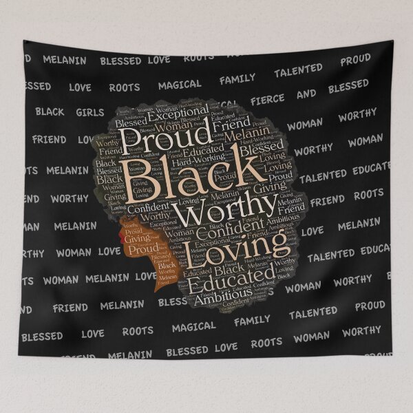 Item preview, Black Woman Words in Big Natural Hair Kinky Afro designed and sold by blackartmatters.