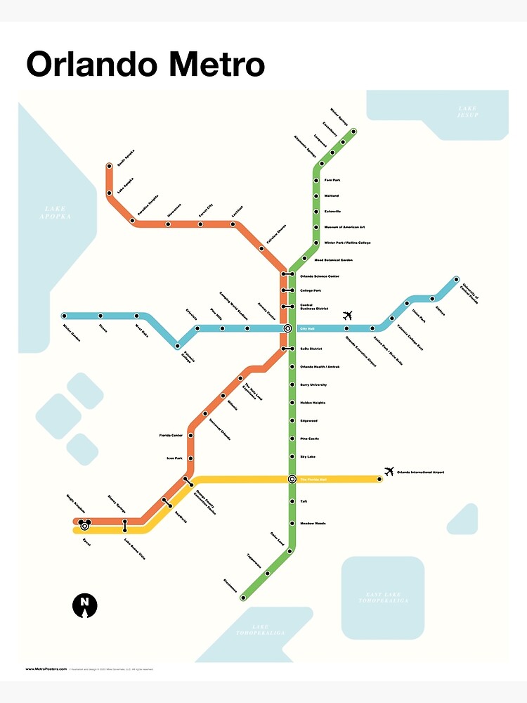 Orlando Metro Area Map Orlando Metro (Fantasy Subway Map For Orlando, Florida)" Greeting Card By  Metroposters | Redbubble