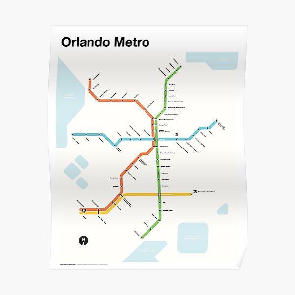 Orlando Metro (Fantasy Subway Map for Orlando, Florida) Poster