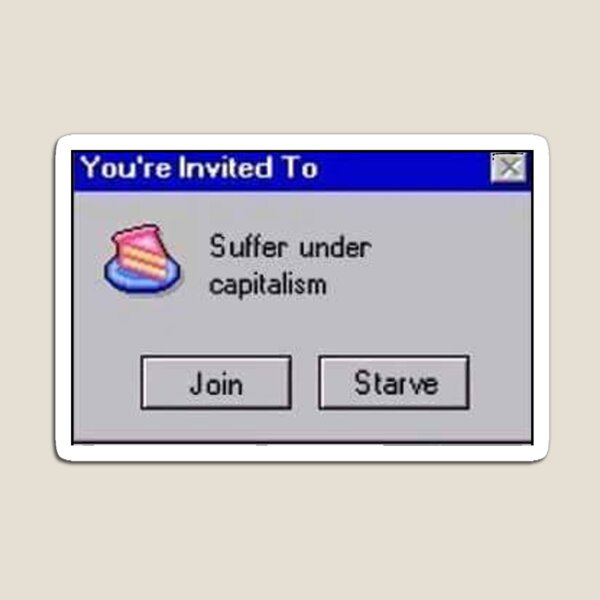 Vista previa del artículo con la obra «Sufrir bajo el capitalismo», diseñado y vendido por DoodleDashCollective.