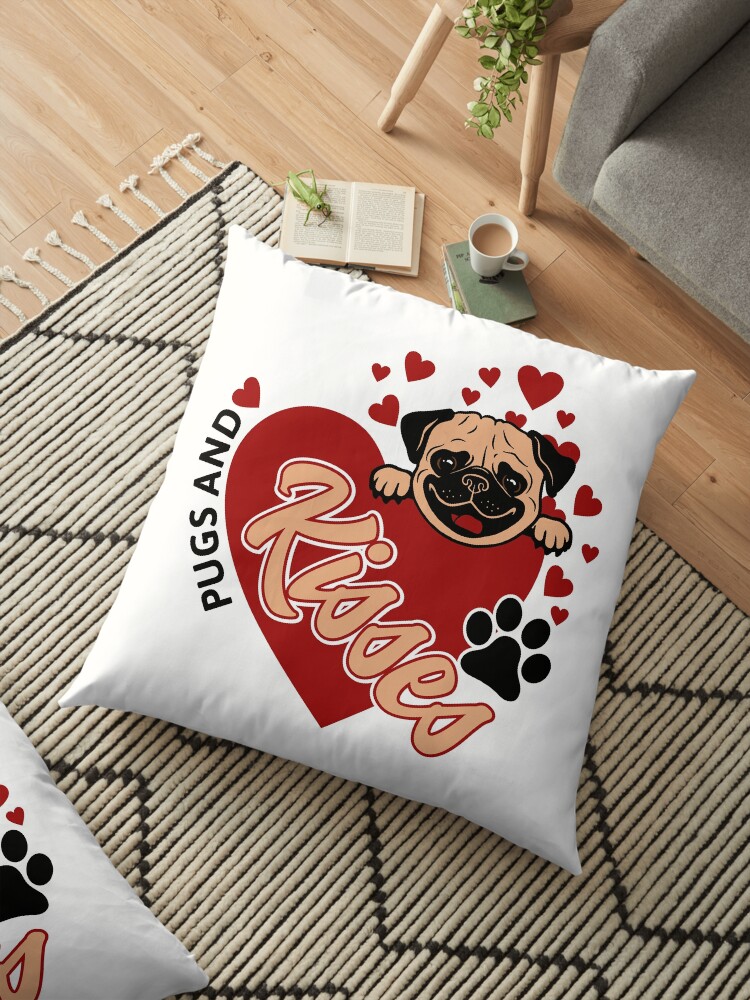 Pugs Kisses Pug Lovers Valentines Gift Pillow