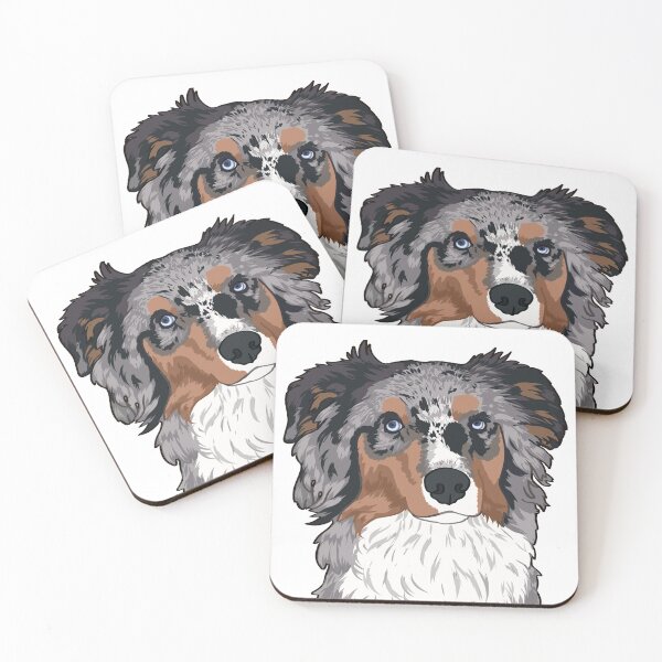 Item preview, Copy of Blue Merle Aussie Portrait / Blue Merle Australian Shepherd dog designed and sold by Ivy Fox Illustration.