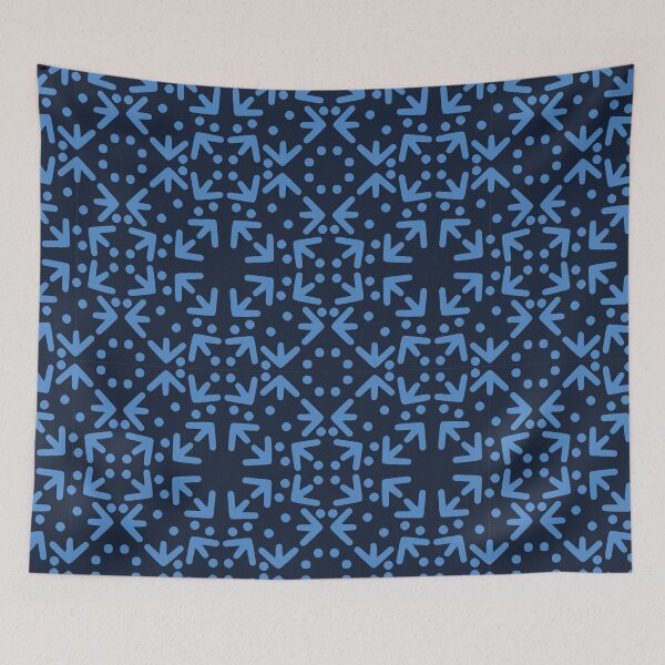 Item preview, Indigo blue geometric ornamental arrow pattern.  designed and sold by Limolida.