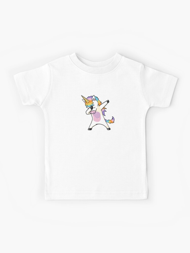Dabbing Rainbow Unicorn Kids T Shirt By Amaanprints Redbubble - cartoony rainbow shirt roblox free
