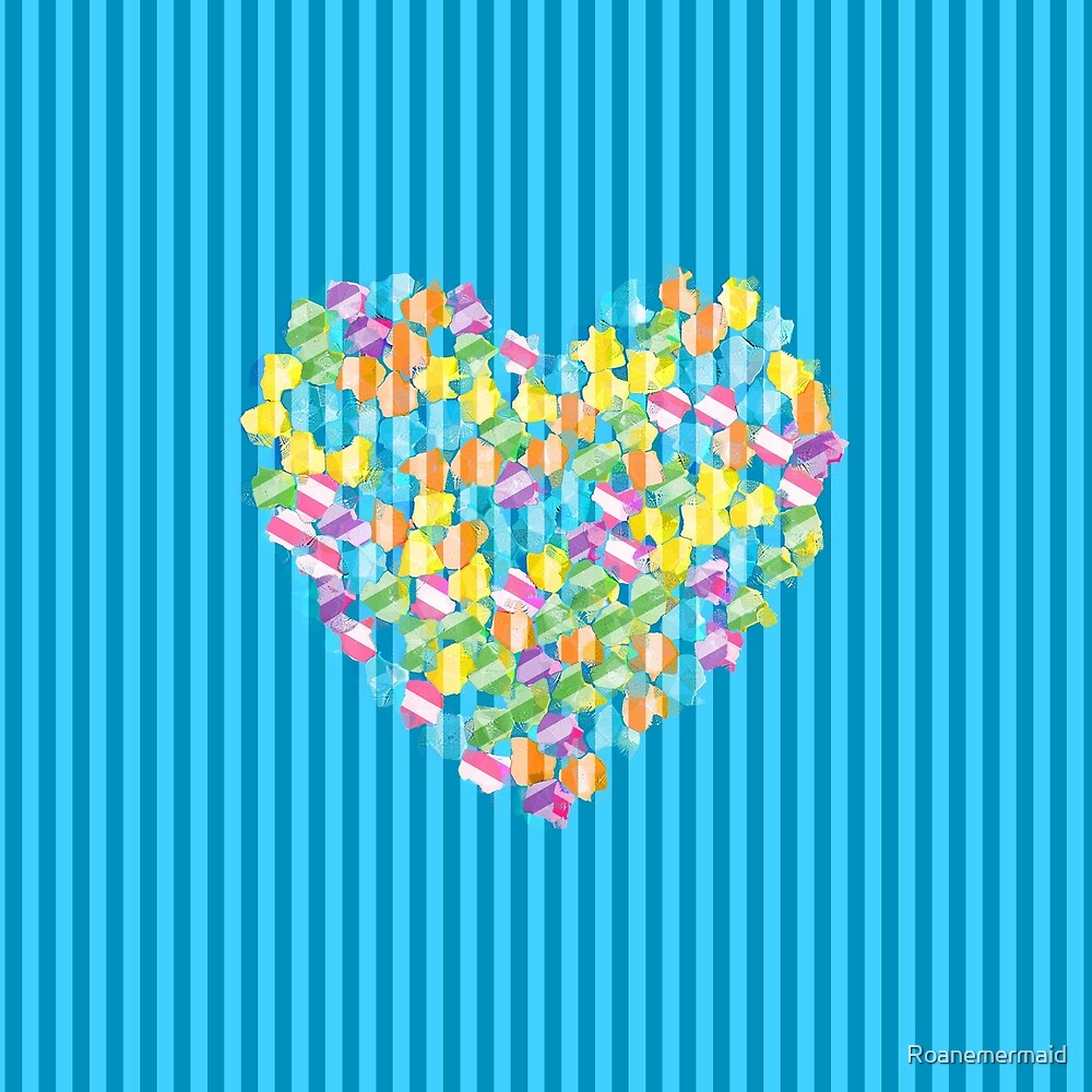 Colorful Striped Hearts by Roanemermaid