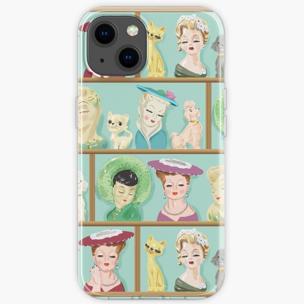 Collectible Lady Head Vases Vintage Kitsch with Cats and Dogs iPhone Soft Case