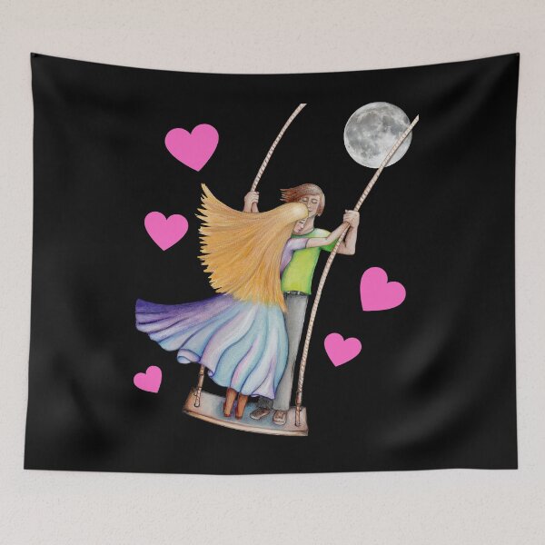 Item preview, Romantic Passionate Couple Swinging High In Moonlit Sky designed and sold by StudioTina.