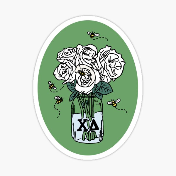 Chi Delta White Rose Mason Jar Sticker