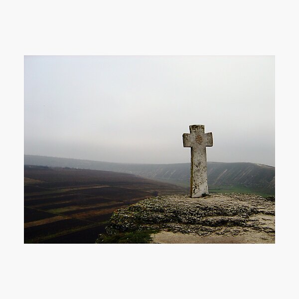 Item preview, ancient slavic cross atop a cliff in orhei. designed and sold by Alexandra Black.