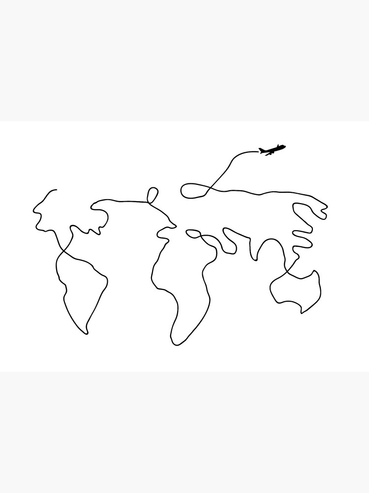 World Map Line Art Art Board Print By Calilou02 Redbubble